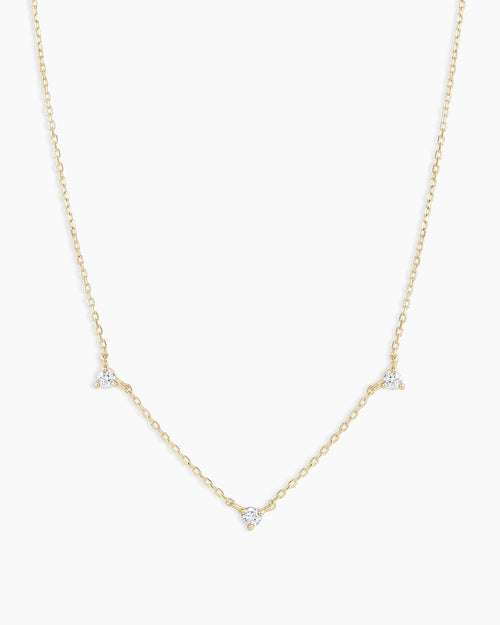 Diamond Eve NecklaceDiamond trio necklace daintyDiamond necklace || option::14K Solid Gold