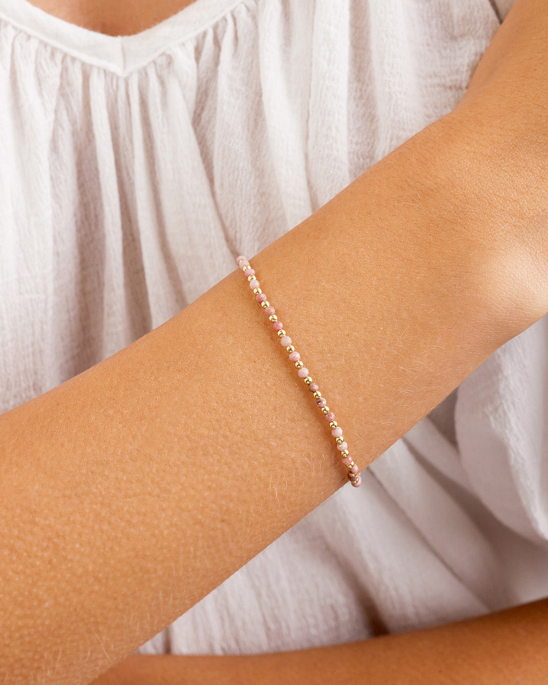 Power Gemstone Brooks Bracelet for Compassion || option::18K Gold Plated, Rhodochrosite - Compassion