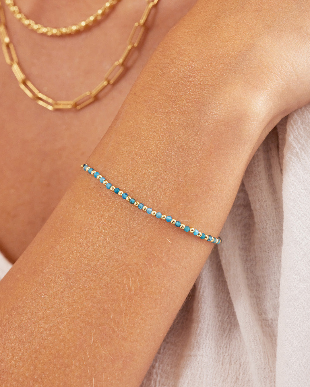 Power Gemstone Brooks Bracelet for Inspiration || option::18K Gold Plated, Apatite - Inspiration