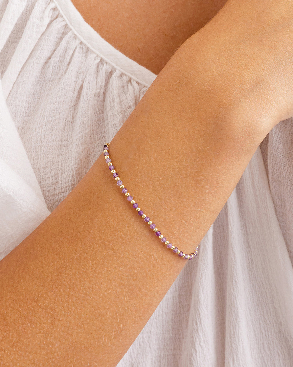 Power Gemstone Brooks Bracelet for Tranquility || option::18K Gold Plated, Amethyst - Tranquility