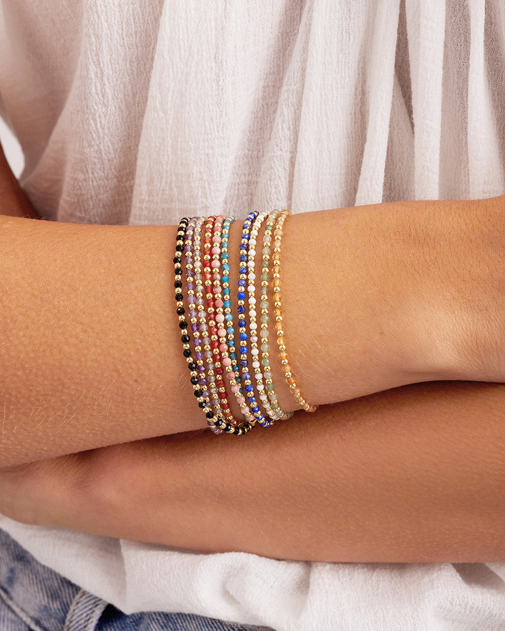 Power Gemstone Brooks Bracelet for Tranquility || option::18K Gold Plated, Amethyst - Tranquility