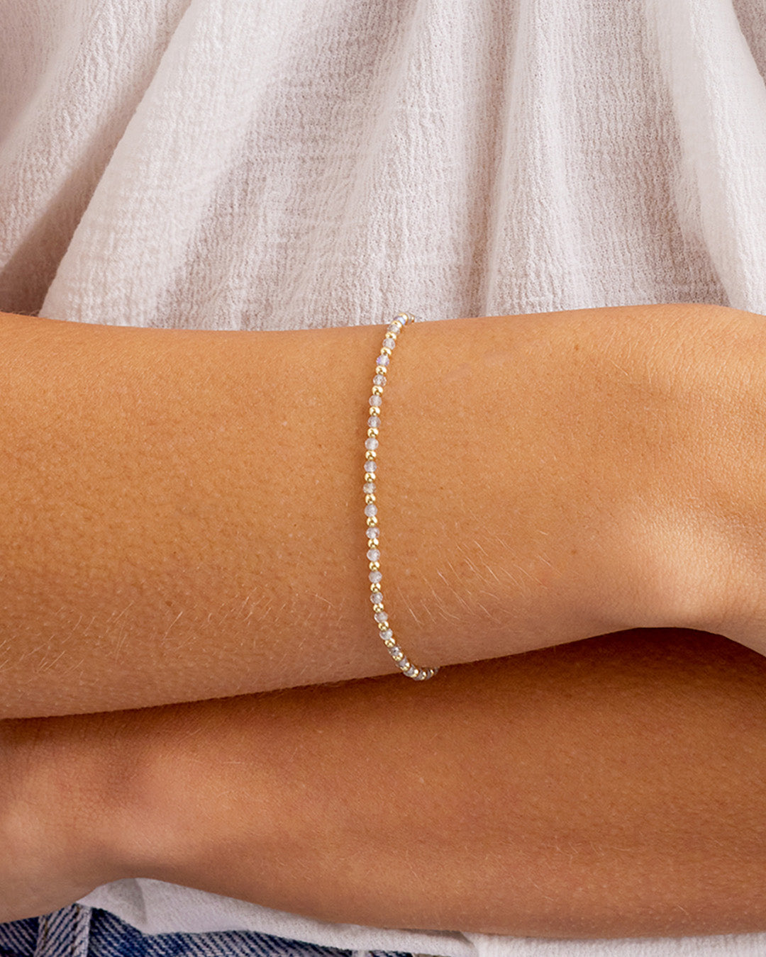 Power Gemstone Brooks Bracelet for Wisdom || option::18K Gold Plated, Labradorite - Balance