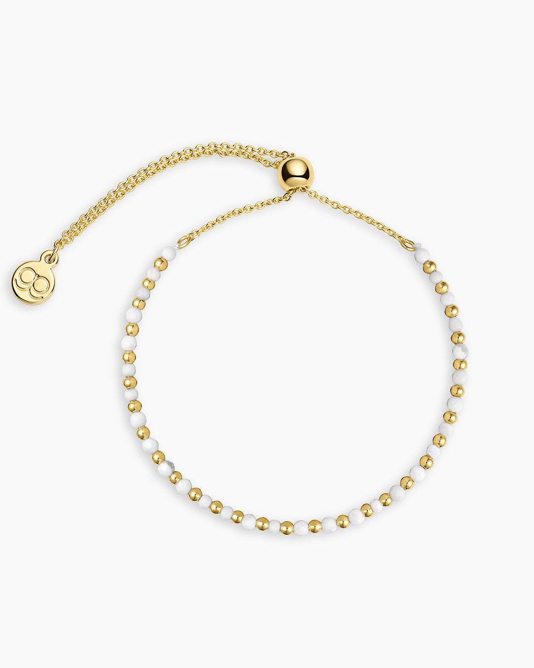 Power Gemstone Brooks Bracelet for Calming || option::18K Gold Plated, Howlite - Calming