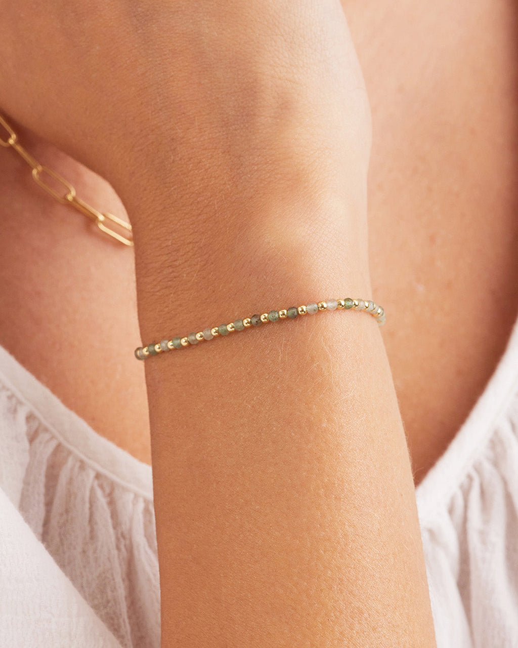 Power Gemstone Brooks Bracelet for Luck || option::18K Gold Plated, Aventurine - Luck