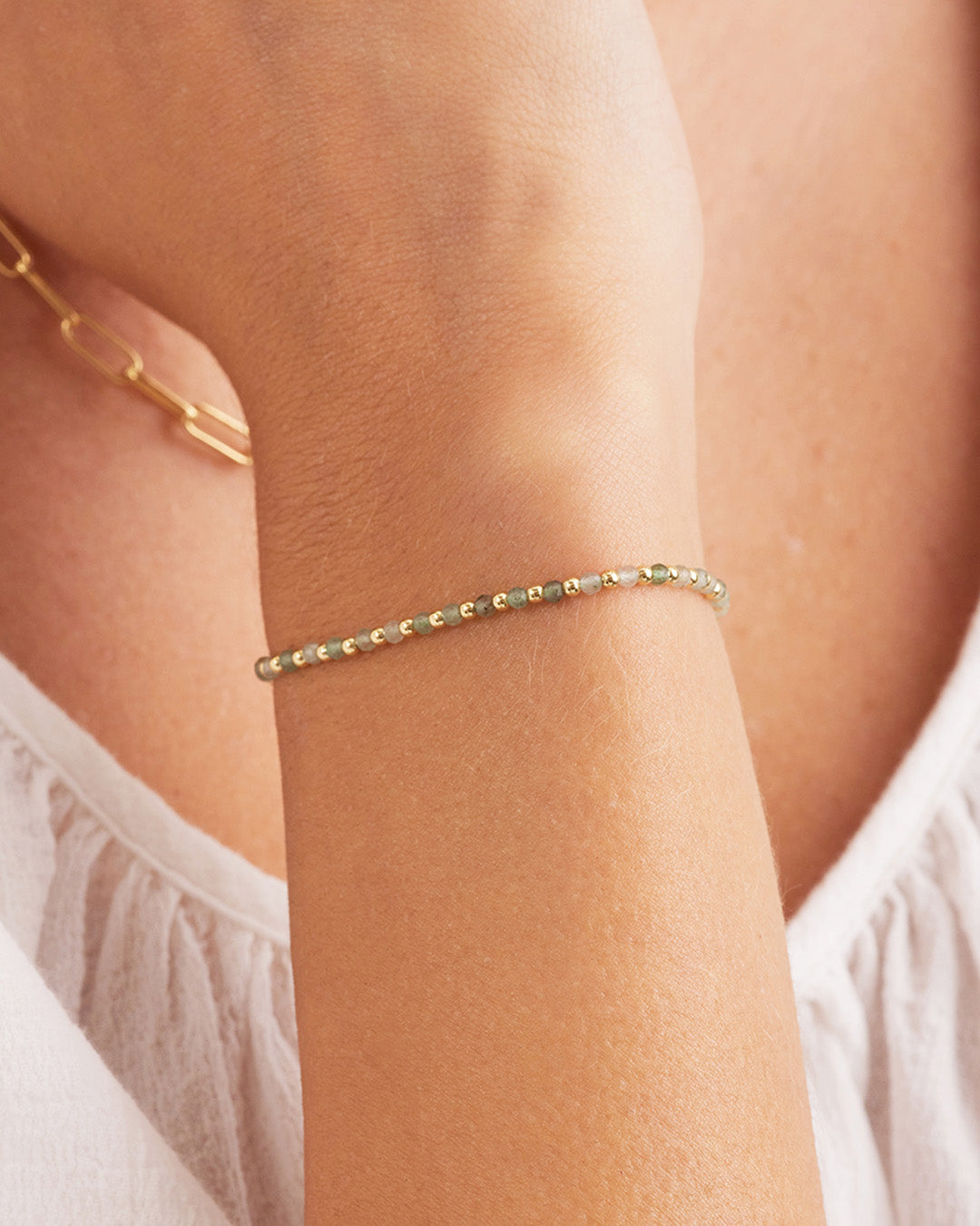 Power Gemstone Brooks Bracelet for Luck || option::18K Gold Plated, Aventurine - Luck