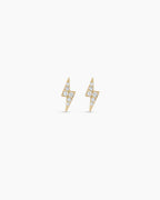 Diamond Lightning bolt earrings || option::14K Solid Gold