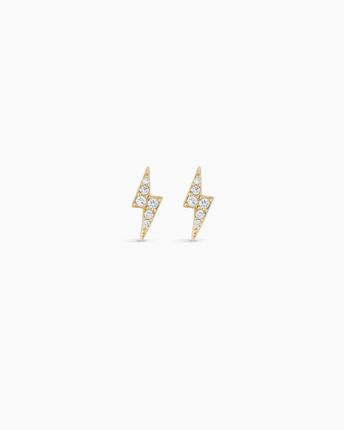 Diamond Lightning bolt earrings || option::14K Solid Gold