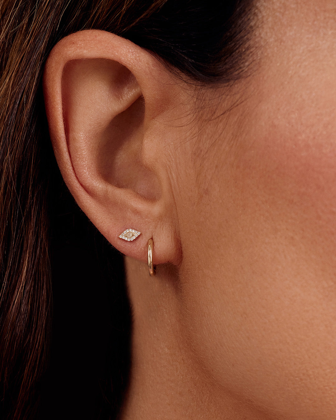 Diamond Evil Eye Studs || option::14K Solid Gold