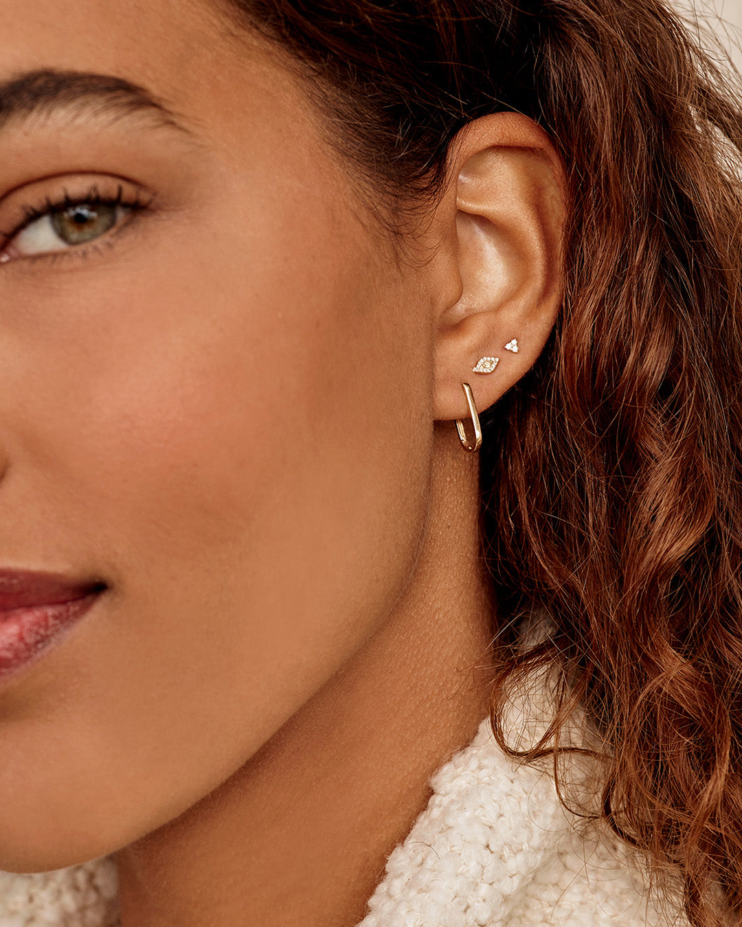 Diamond Evil Eye Studs || option::14K Solid Gold