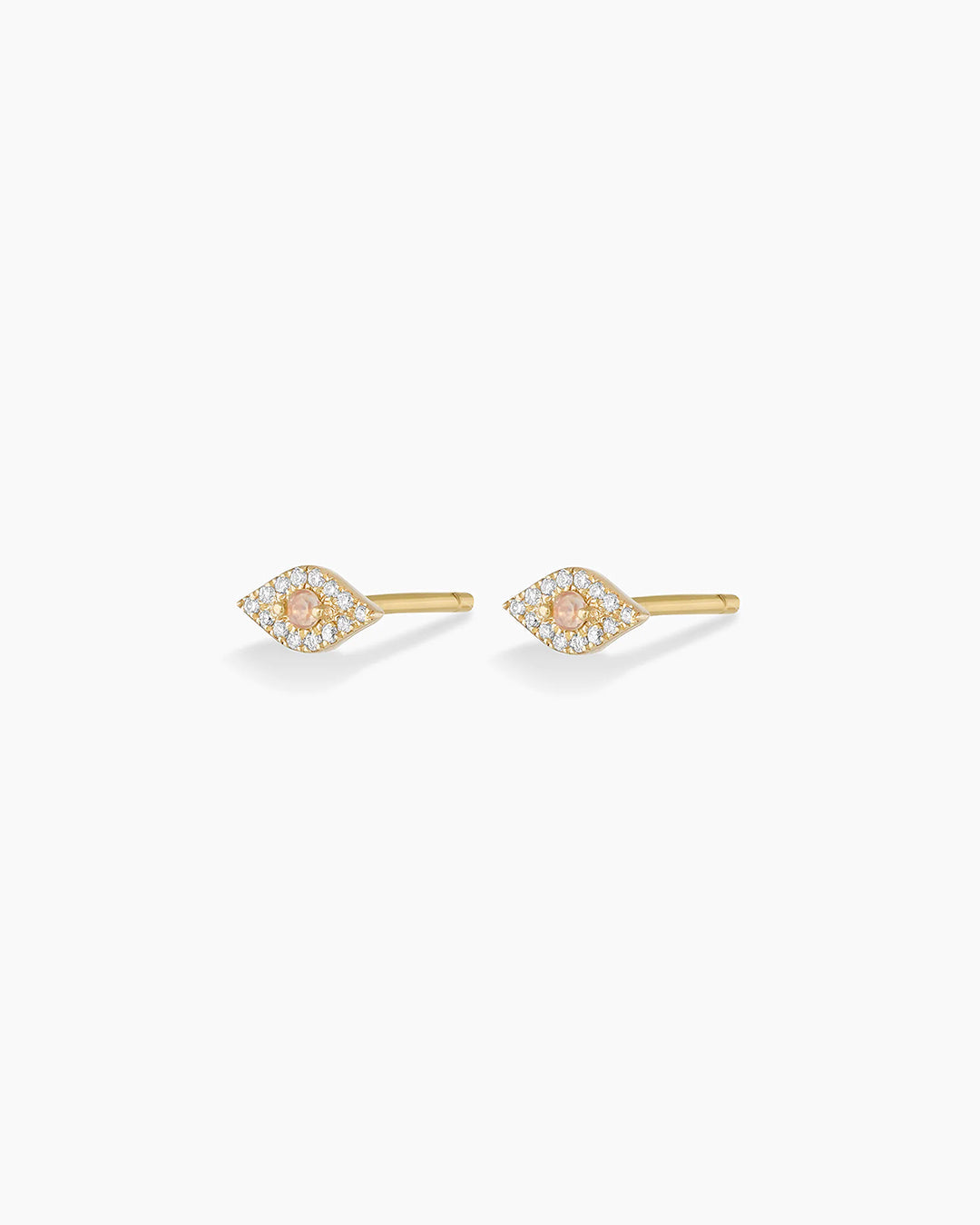 Diamond Evil Eye Studs || option::14K Solid Gold