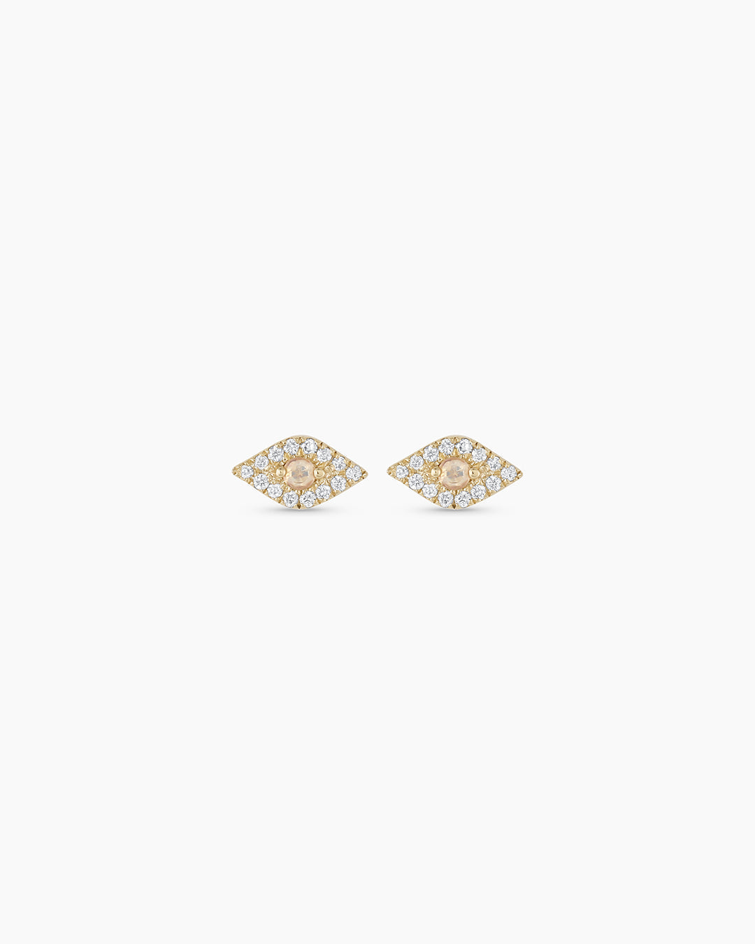 Diamond Evil Eye Studs || option::14K Solid Gold