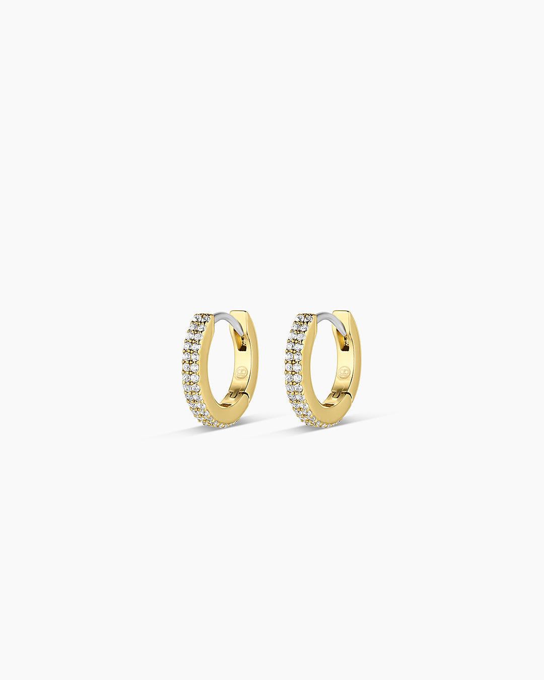 Wilder Shimmer Bar Huggies || option::18K Gold Plated