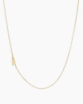 Woman wearing Alphabet Necklace || option::14K Solid Gold, A