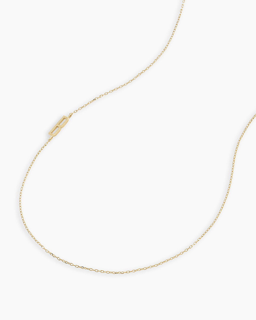 Alphabet Necklace || option::14K Solid Gold, B