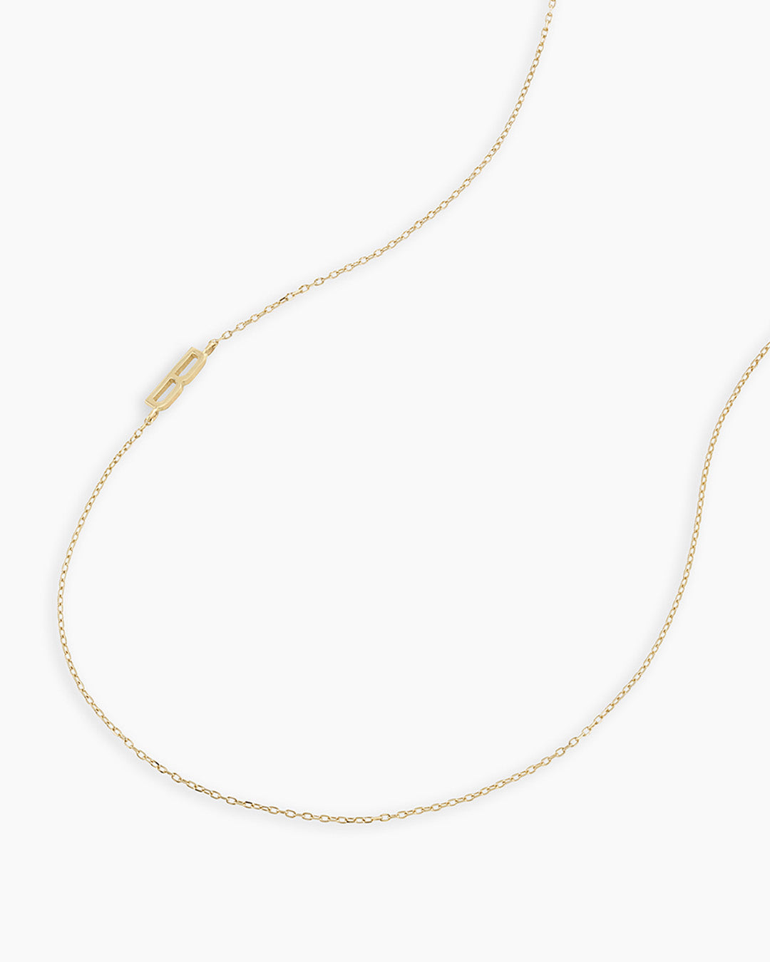 Alphabet Necklace || option::14K Solid Gold, B