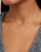 Woman wearing Alphabet Necklace || option::14K Solid Gold, C