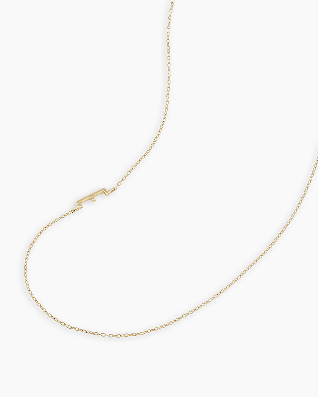 Alphabet Necklace || option::14K Solid Gold, E