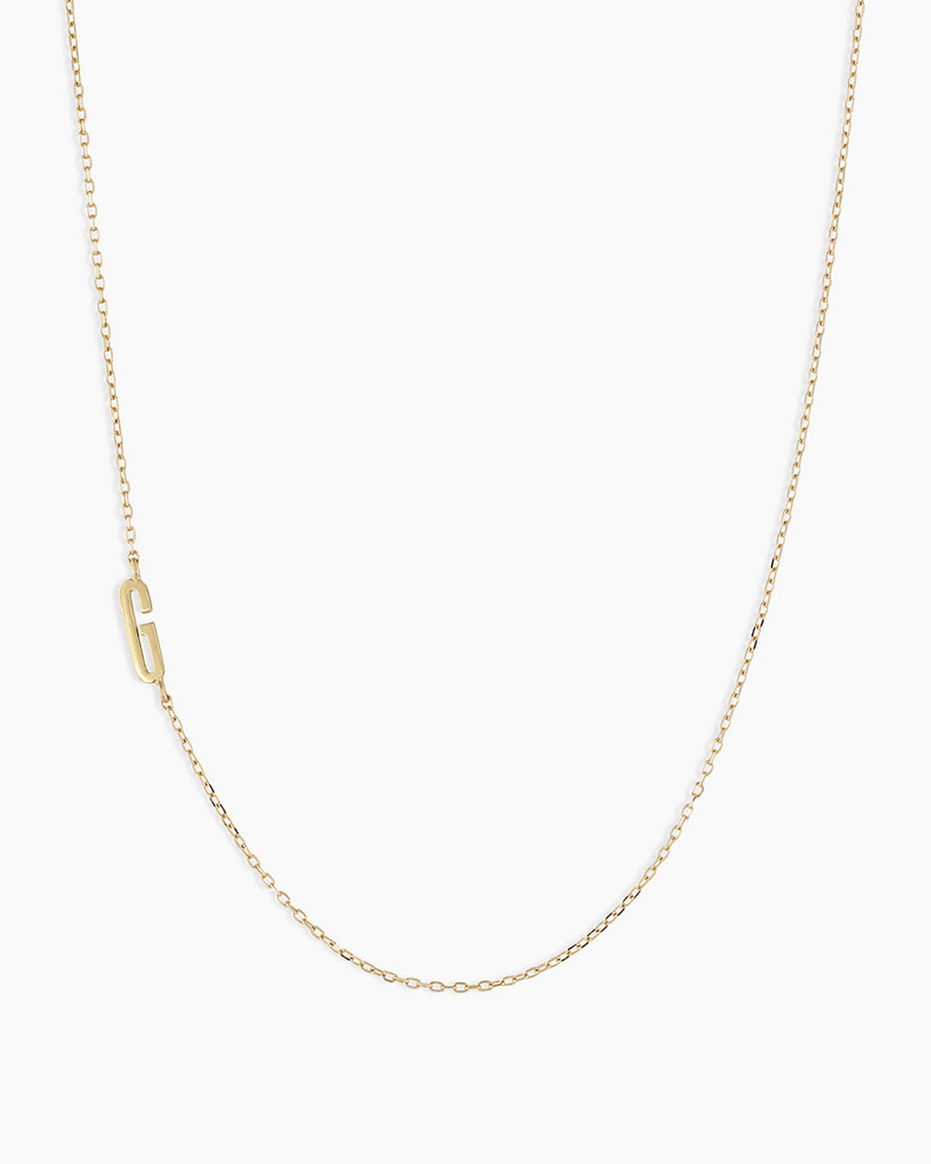 Woman wearing Alphabet Necklace || option::14K Solid Gold, G