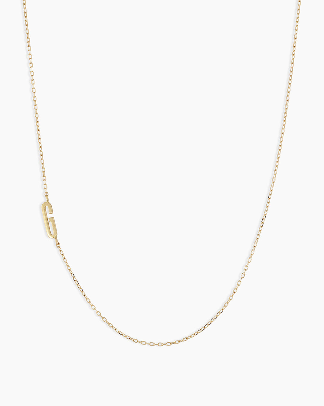 Woman wearing Alphabet Necklace || option::14K Solid Gold, G