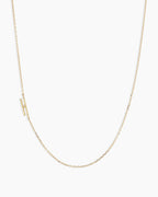 Woman wearing Alphabet Necklace || option::14K Solid Gold, H