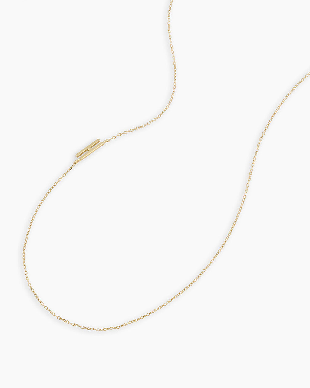 Alphabet Necklace || option::14K Solid Gold, H