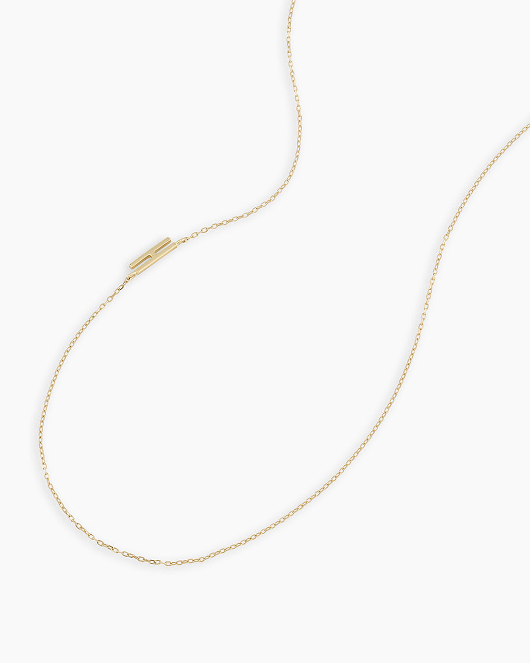 Alphabet Necklace || option::14K Solid Gold, H