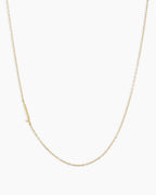 Woman wearing Alphabet Necklace || option::14K Solid Gold, I