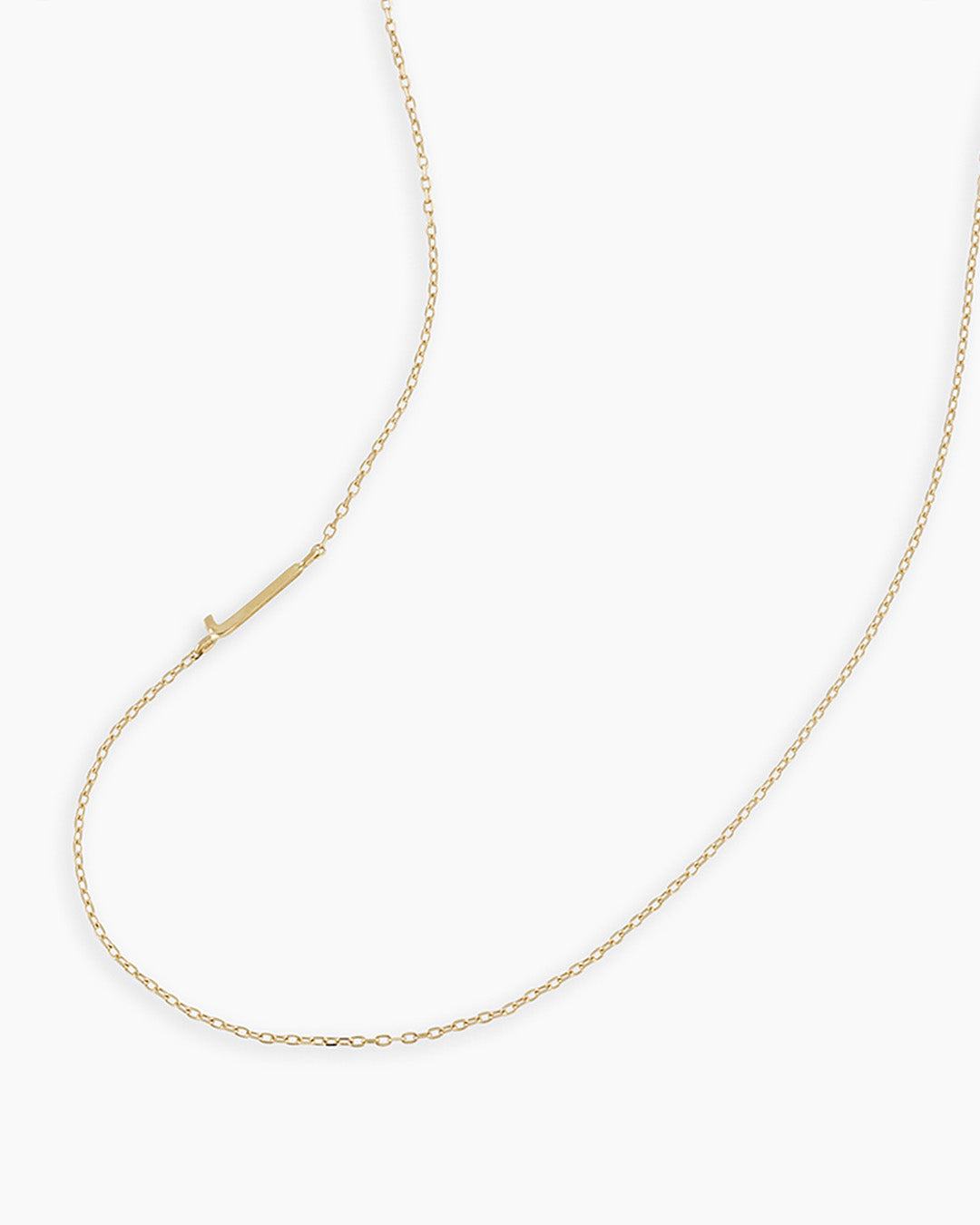 Alphabet Necklace || option::14K Solid Gold, J