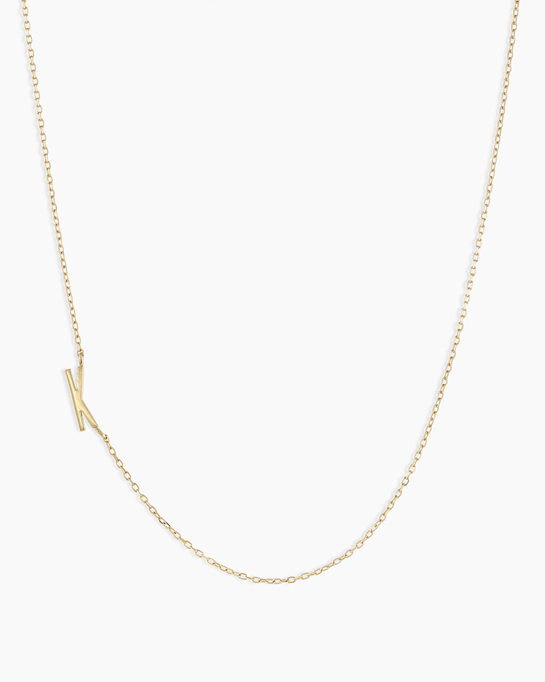 Woman wearing Alphabet Necklace || option::14K Solid Gold, K