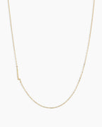 Woman wearing Alphabet Necklace || option::14K Solid Gold, L