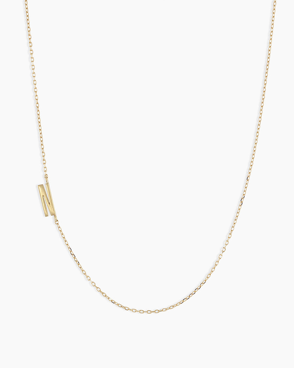 Alphabet Necklace || option::14K Solid Gold, N