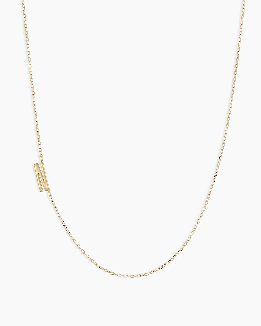 Alphabet Necklace || option::14K Solid Gold, N