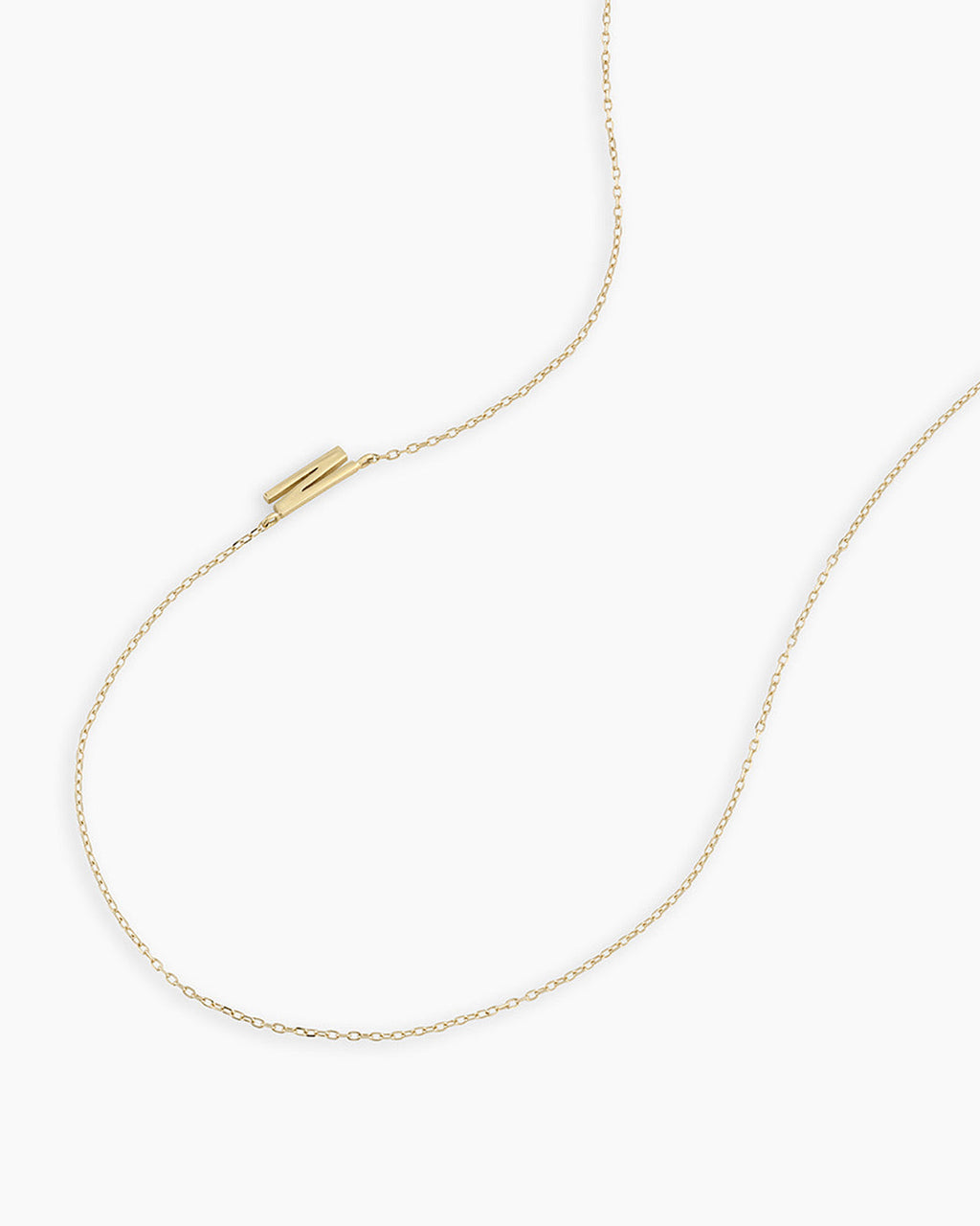 Alphabet Necklace || option::14K Solid Gold, N