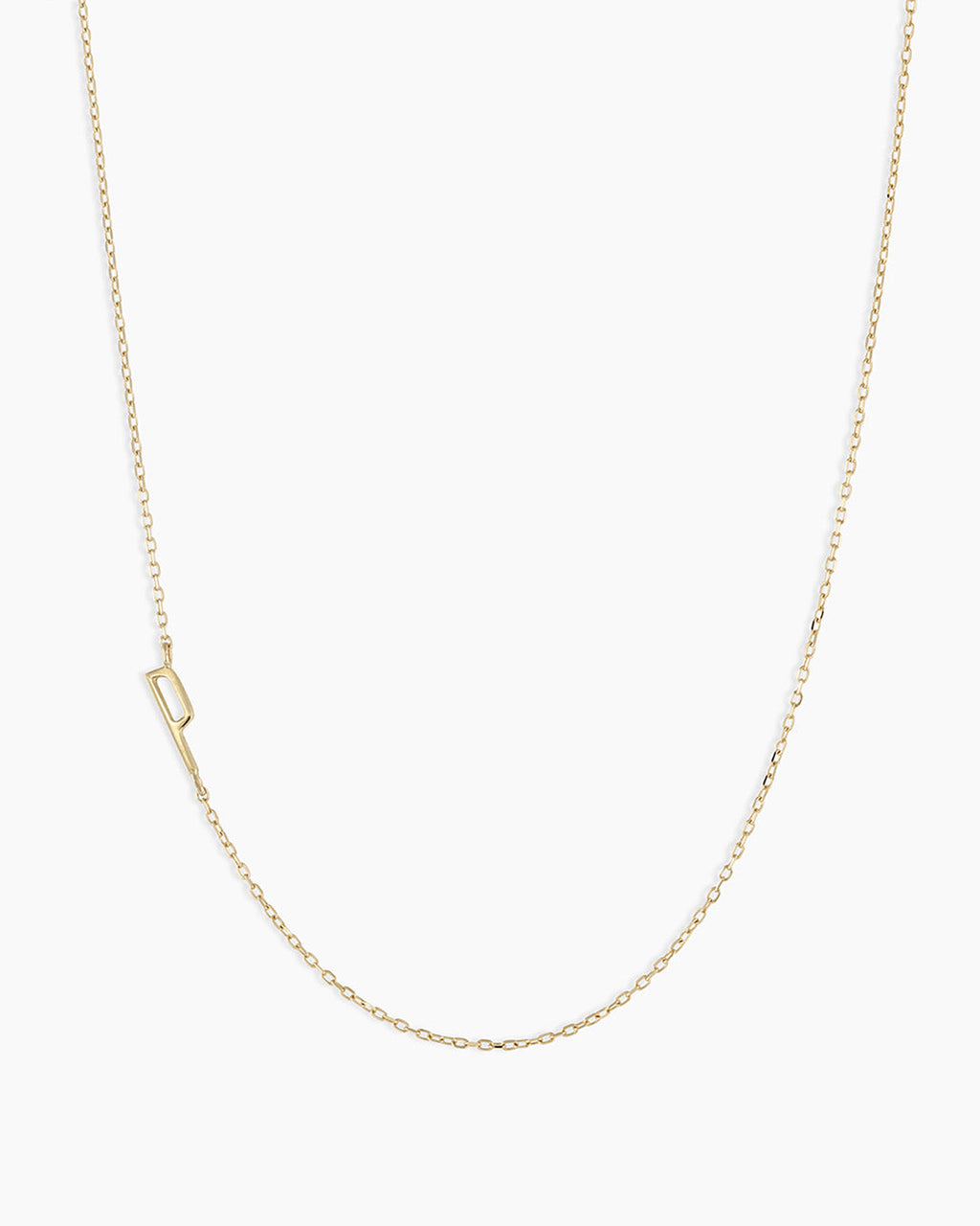 Alphabet Necklace || option::14K Solid Gold, P