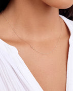 Woman wearing Alphabet Necklace || option::14K Solid Gold, P