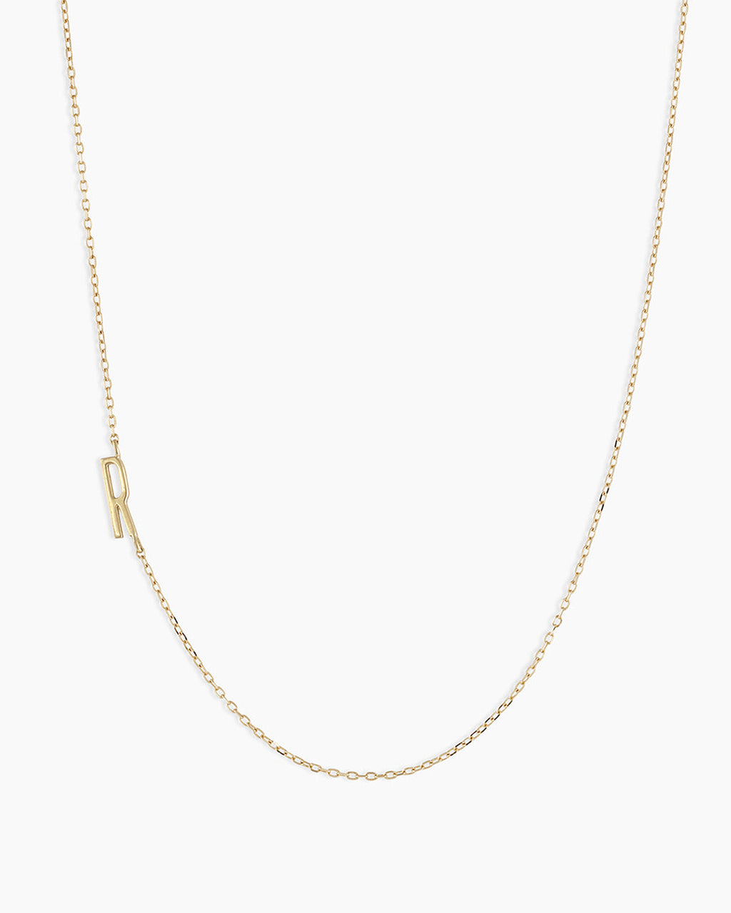 Alphabet Necklace || option::14K Solid Gold, R