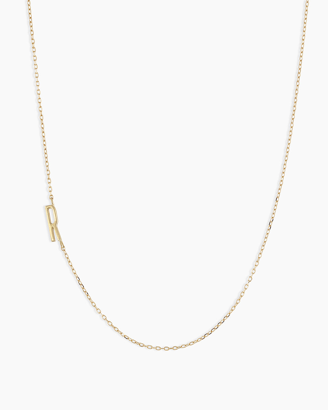 Alphabet Necklace || option::14K Solid Gold, R
