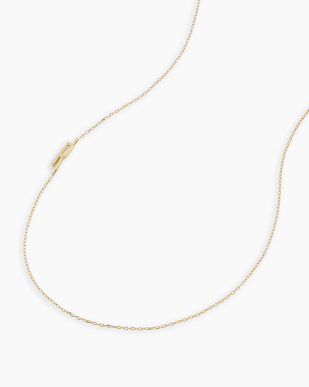 Alphabet Necklace || option::14K Solid Gold, R