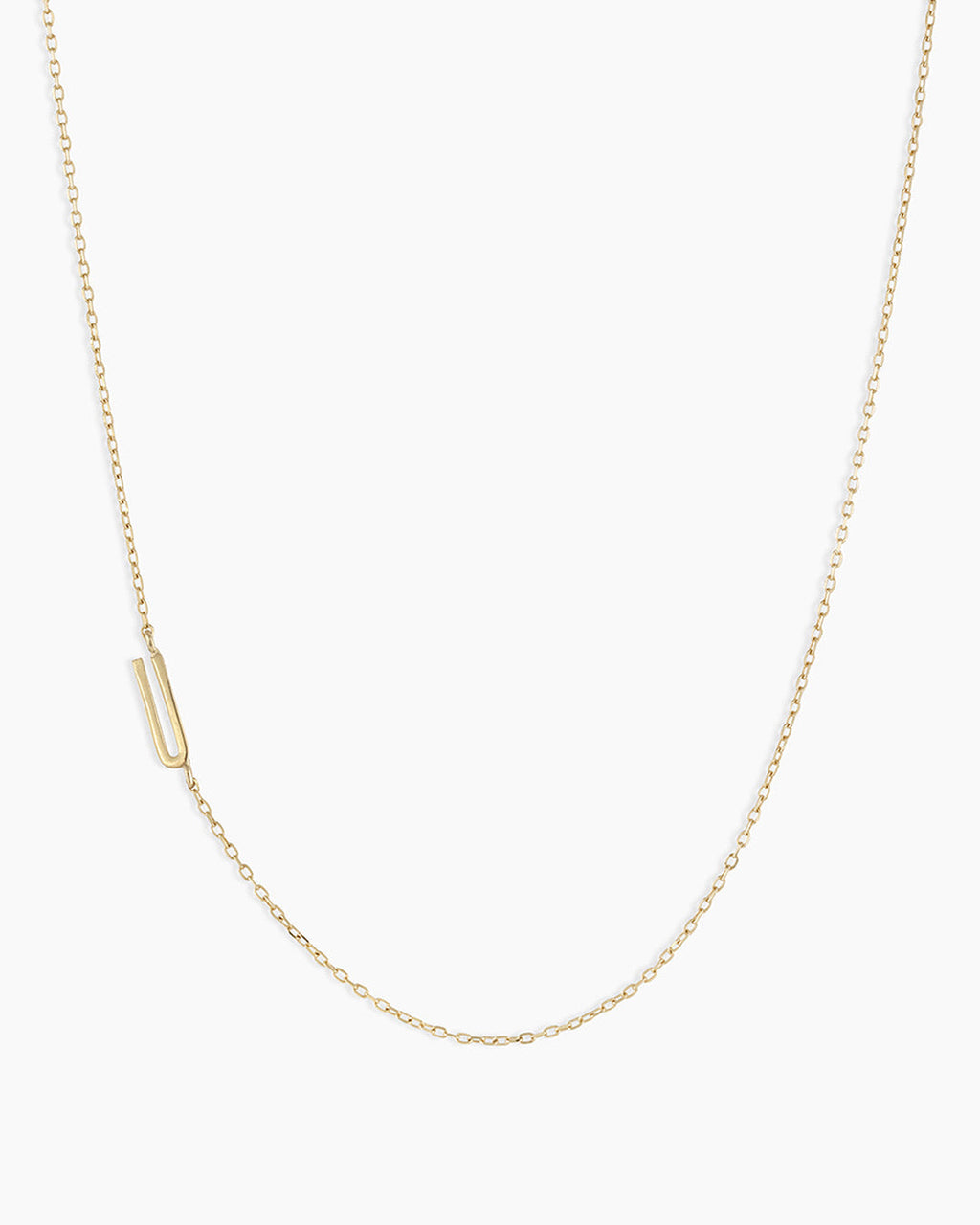 Alphabet Necklace || option::14K Solid Gold, U
