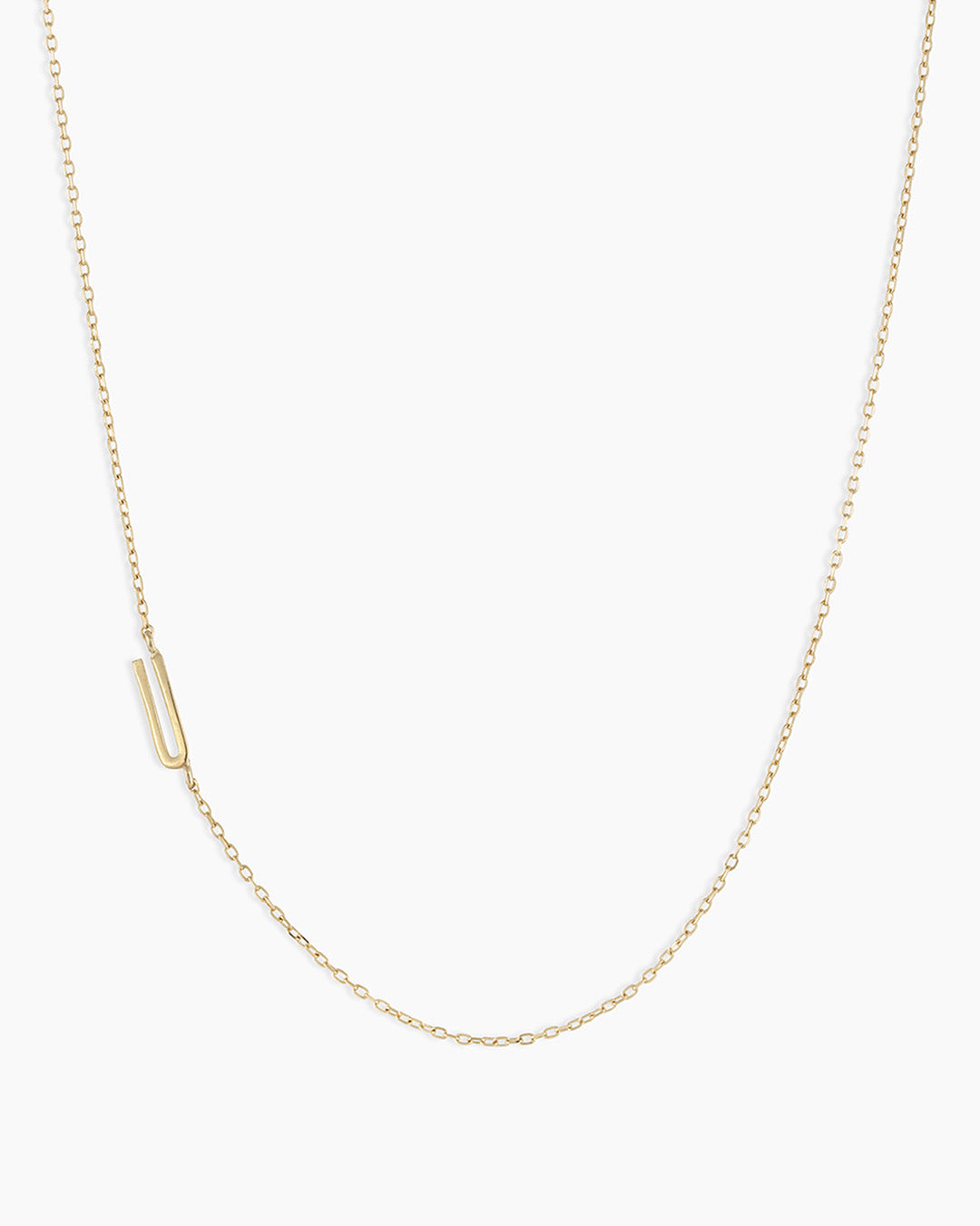Alphabet Necklace || option::14K Solid Gold, U