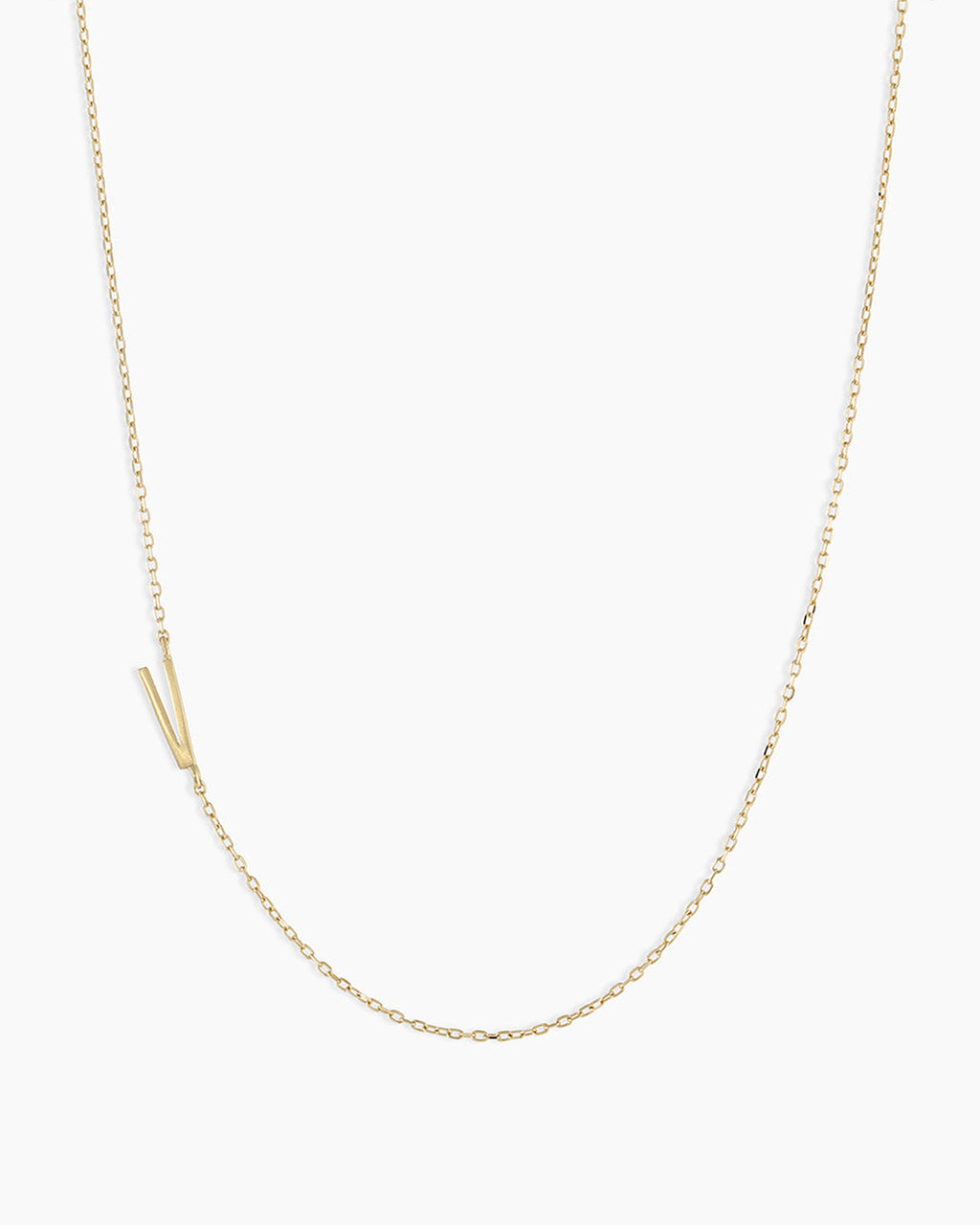 Alphabet Necklace || option::14K Solid Gold, V