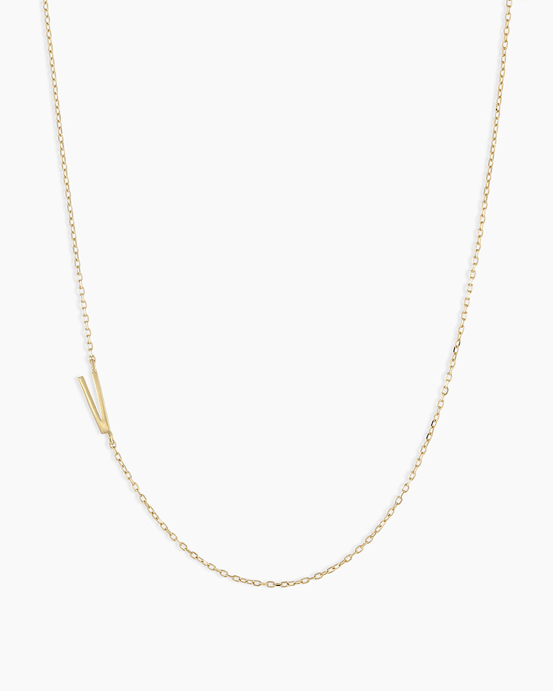 Alphabet Necklace || option::14K Solid Gold, V