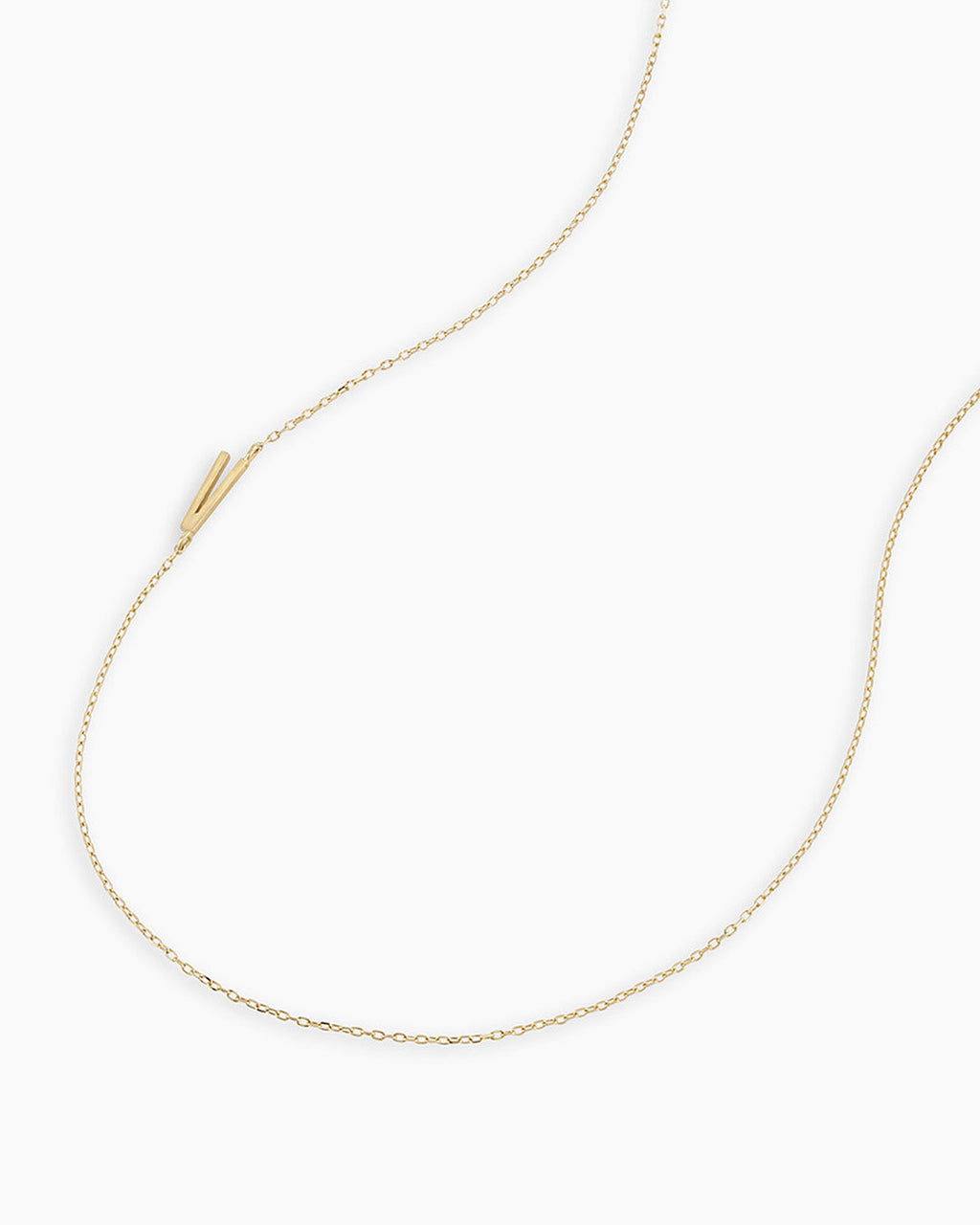 Alphabet Necklace || option::14K Solid Gold, V