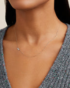 Woman wearing Alphabet Necklace || option::14K Solid Gold, W