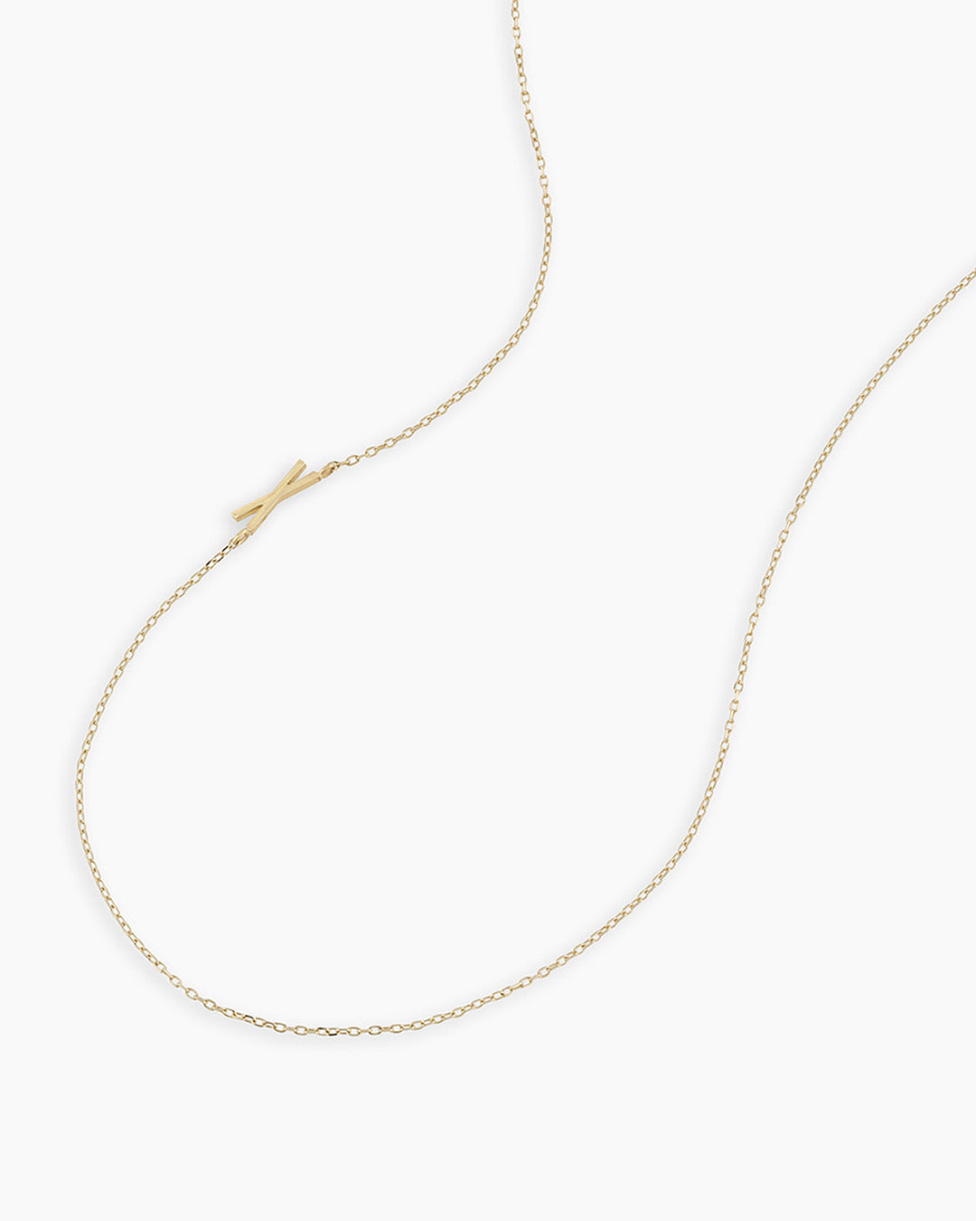 Alphabet Necklace || option::14K Solid Gold, X