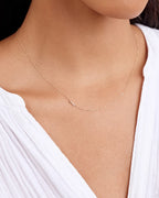 Woman wearing Alphabet Necklace || option::14K Solid Gold, X