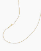 Woman wearing Alphabet Necklace || option::14K Solid Gold, Y