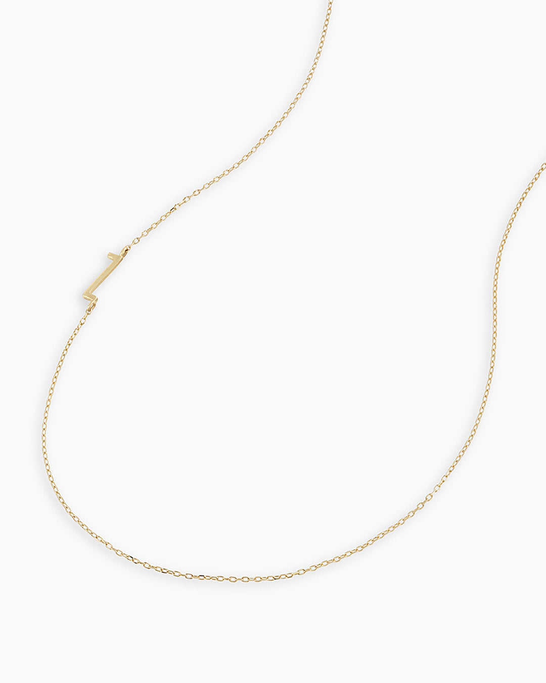 Woman wearing Alphabet Necklace || option::14K Solid Gold, Z