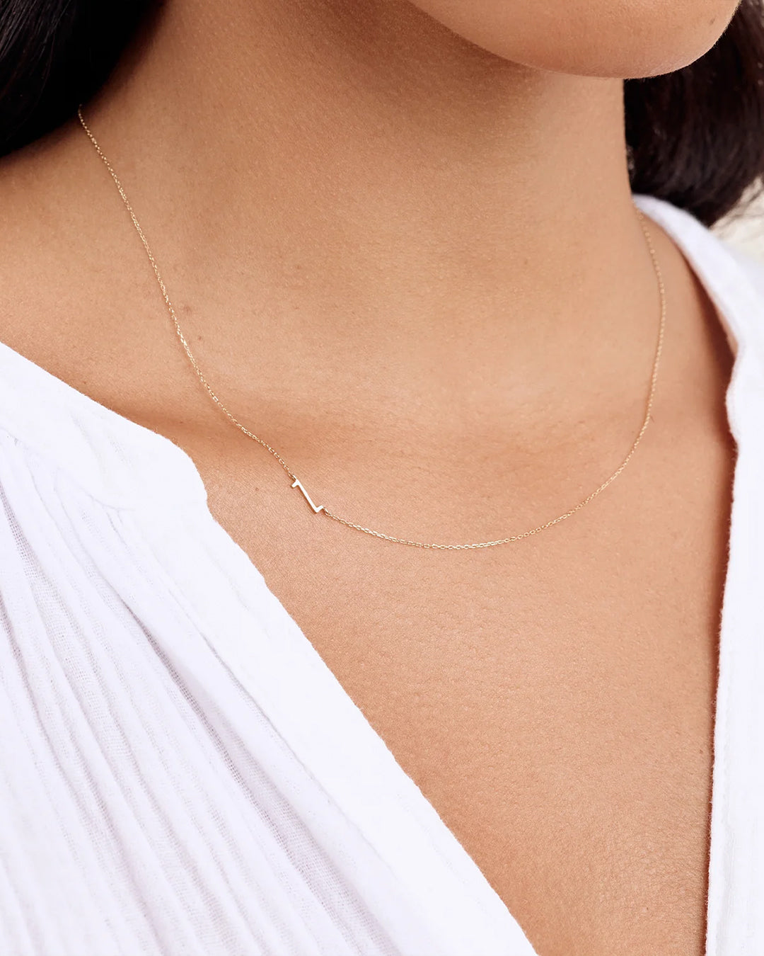 Alphabet Necklace || option::14K Solid Gold, Z
