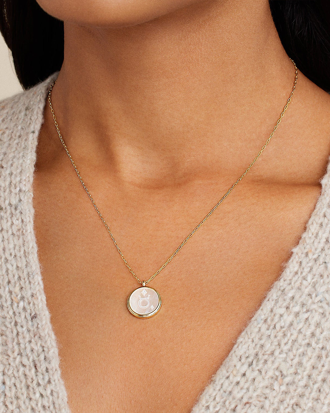 Zodiac Necklace - Taurus, Astrology Coin Necklace, Taurus Necklace || option::18K Gold Plated, Taurus